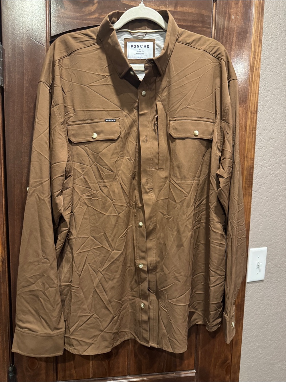Poncho Men's Brown Button-Down Shirt